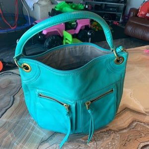 Fossil Teal Leather Shoulder Bag